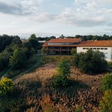 Die Mensa auf dem Clausthaler Campus als Luftaufnahme